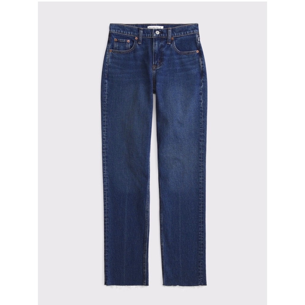Abercrombie & Fitch 90’s Straight Mid Rise 33 Long Dark Wash